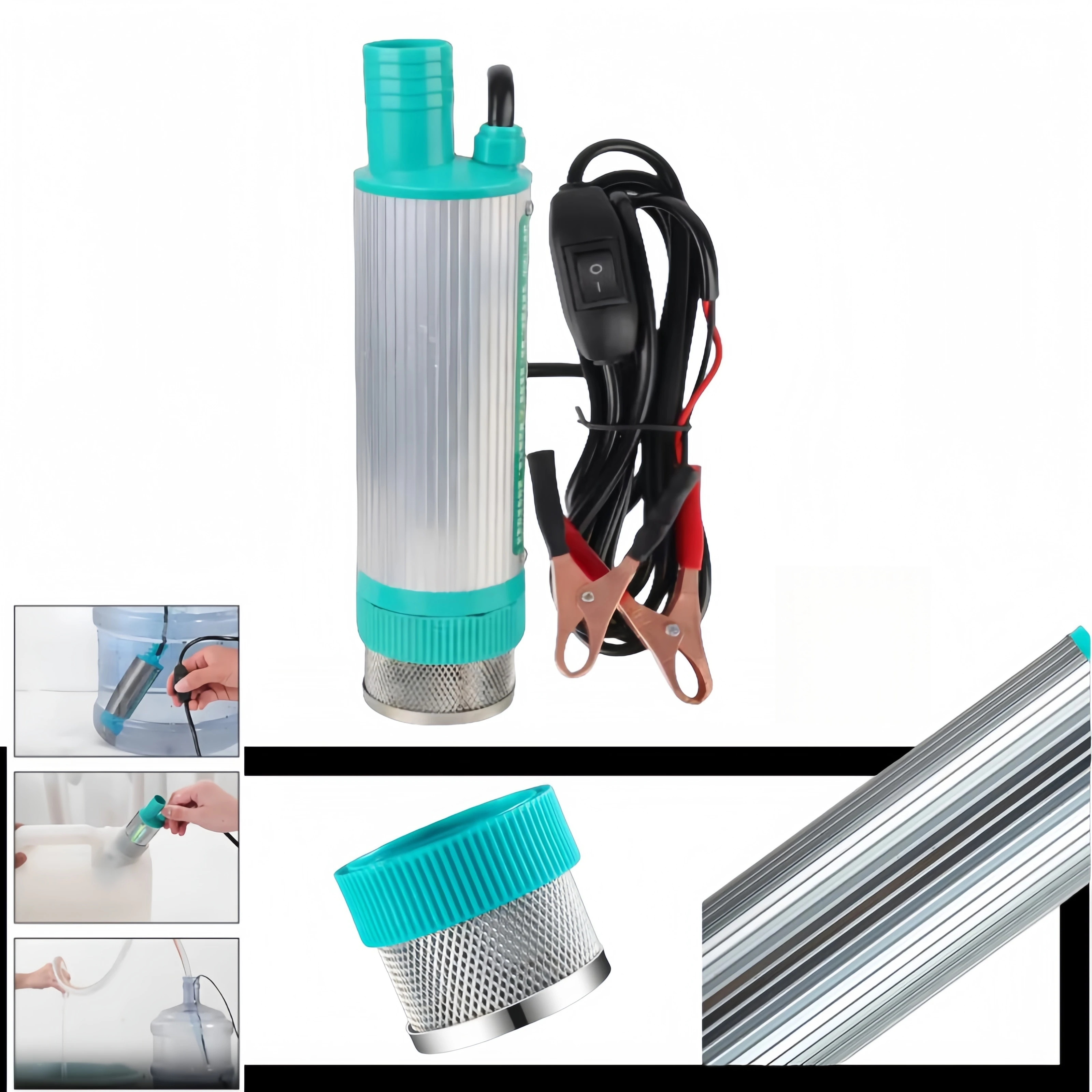 12V DC Submersible Fuel Transfer Pump 30Lmin Diesel Oil Water Extractor Aluminum Alloy Car Refueling Pump
