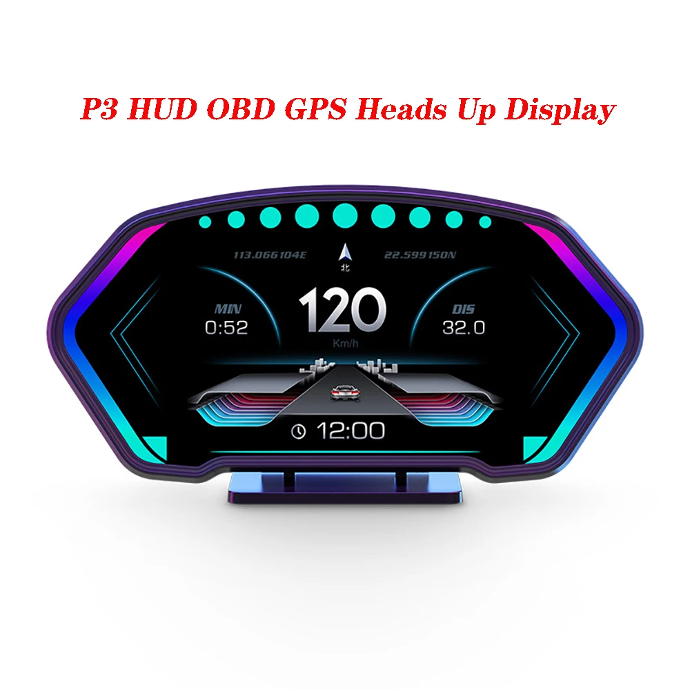 P3 Hud  ÷ OBD + GPS  跮 ӵ, äο LCD ȭ ˶,   ӵ 跮