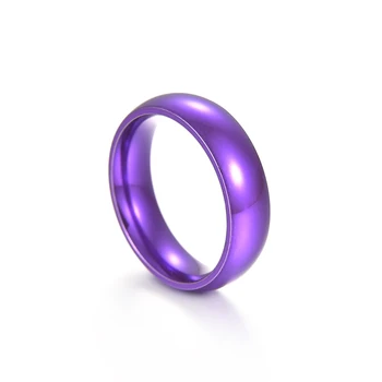 Simple 6/8mm Stainless Steel Wedding Rings Purple Smooth Women Men Couple Ring Fashion Jewelry for women кольца 1