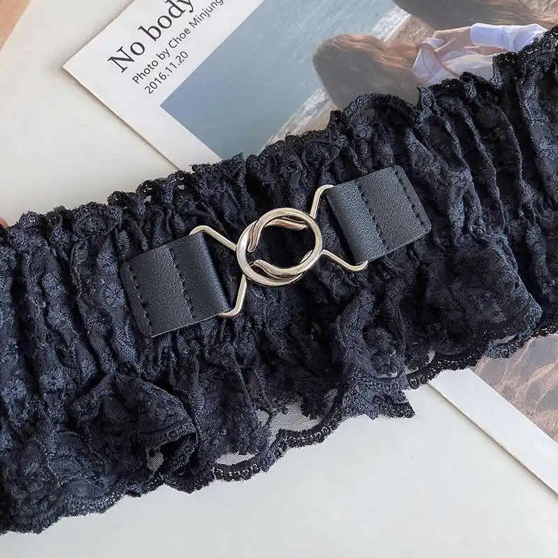 Waist belt for women, new retro style, versatile lace waist belt with high-end fashion, elastic and adjustable, unique design, w