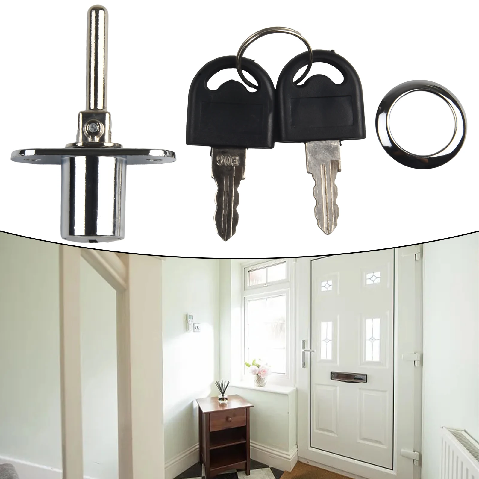 Description Picture 4 of itemRotary Lock Cylinder Home Hardware Drawer Lock Triple Interlock Zinc Alloy 1 Set 100% Original Hot Sale With 2 Keys