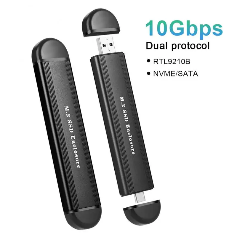 NVMe SATA 듀얼 프로토콜 SSD 인클로저 어댑터, 알루미늄 10 Gbps USB C 3.1 Gen 2-NVMe PCIe M-Key SSD 외부 인클로저, 1-5PCs