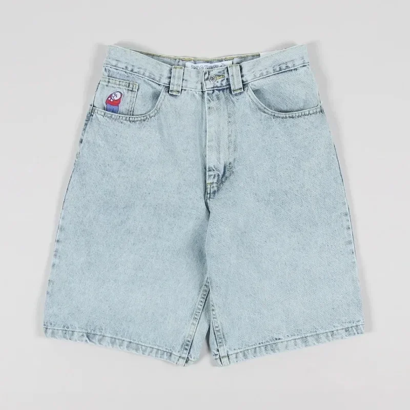Street Gothic embroidery design casual baggy skateboard Y2K grunge fashion rock denim shorts for men