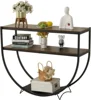 48'' 2-Tier Console Table Modern Sofa Table with Storage Shelves Arc-Shaped Table for Entryway Living Room Dining Room and Porch 3