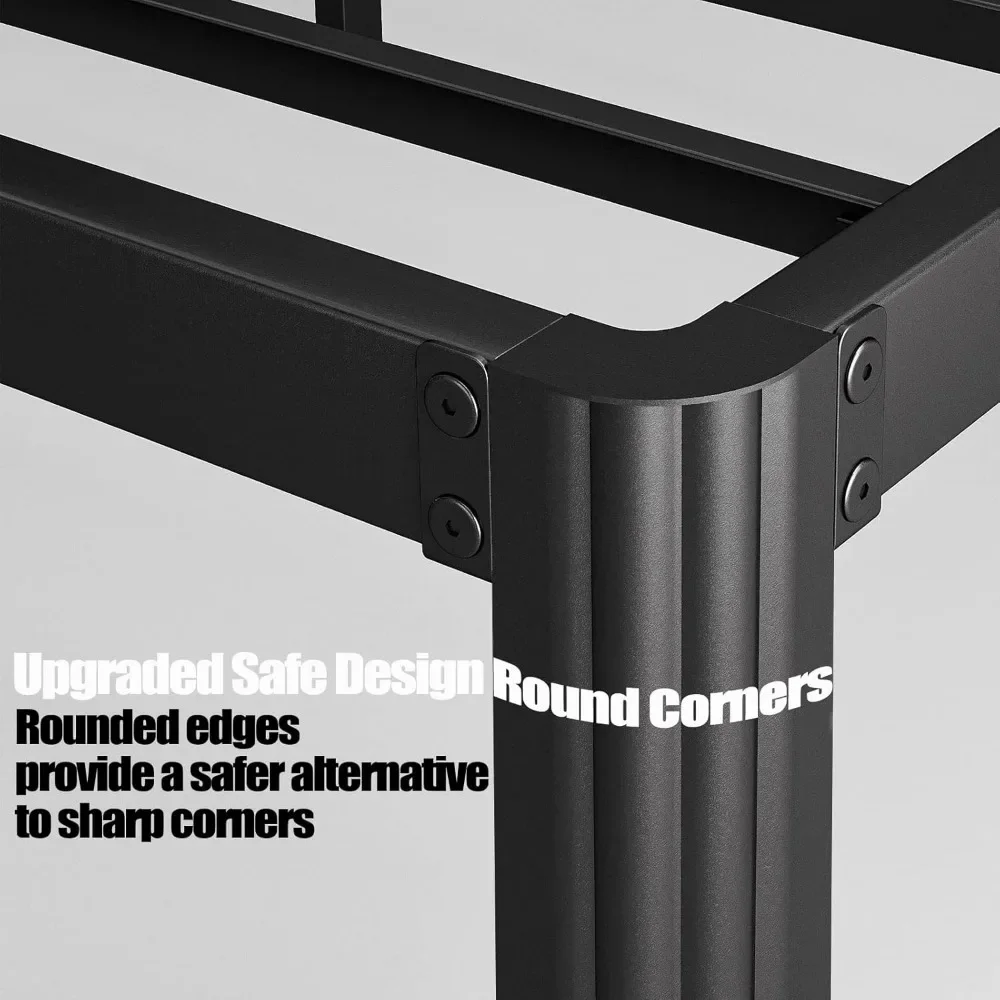 18in Heavy Duty Twin Bed Frame No Box Spring Needed, Metal Platform Bed Frame Twin with Round Corners, Easy Assembly