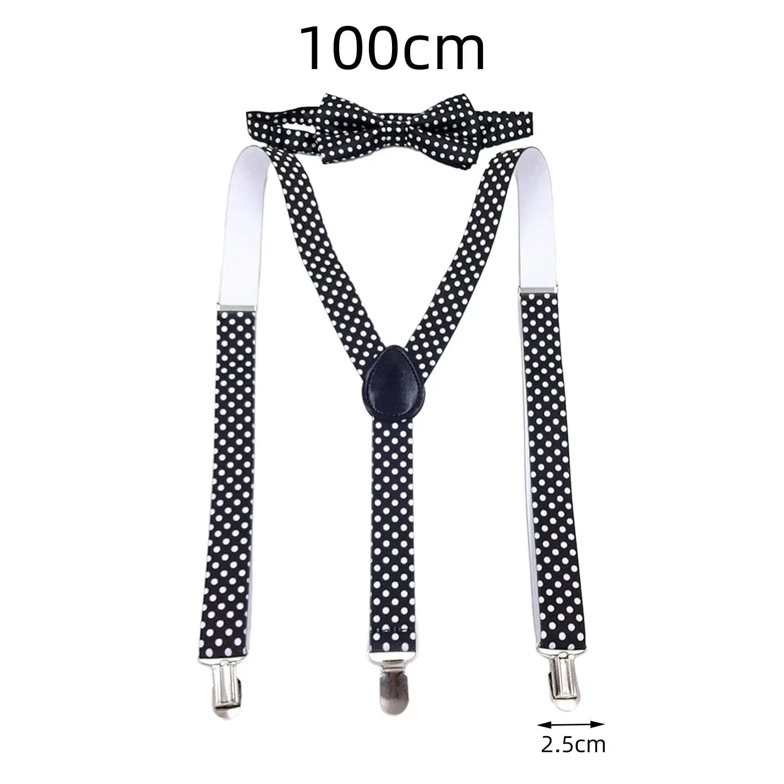 Kids Suspender Bowtie Set 3 Clips Elastic Straps Shoulder Straps Y Back Braces for Halloween Trousers Party Jeans Cosplay