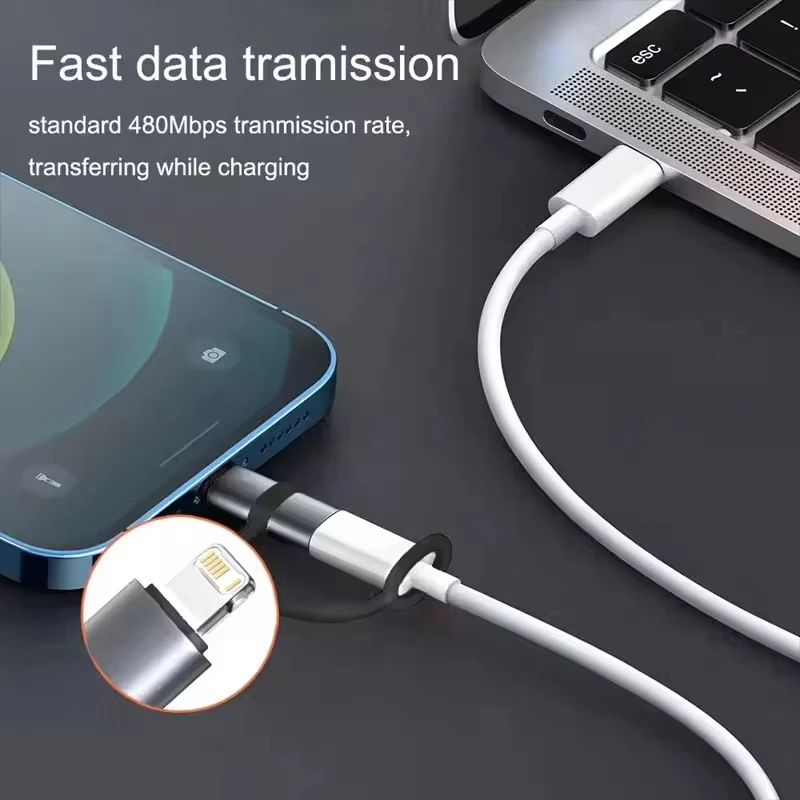 NNBILI PD30W USB C타입 to iOS 어댑터, iOS(남성) to C타입(여성) 변환기, 아이폰 15 14 13 12 11 맥북 고속 연결 컨버터