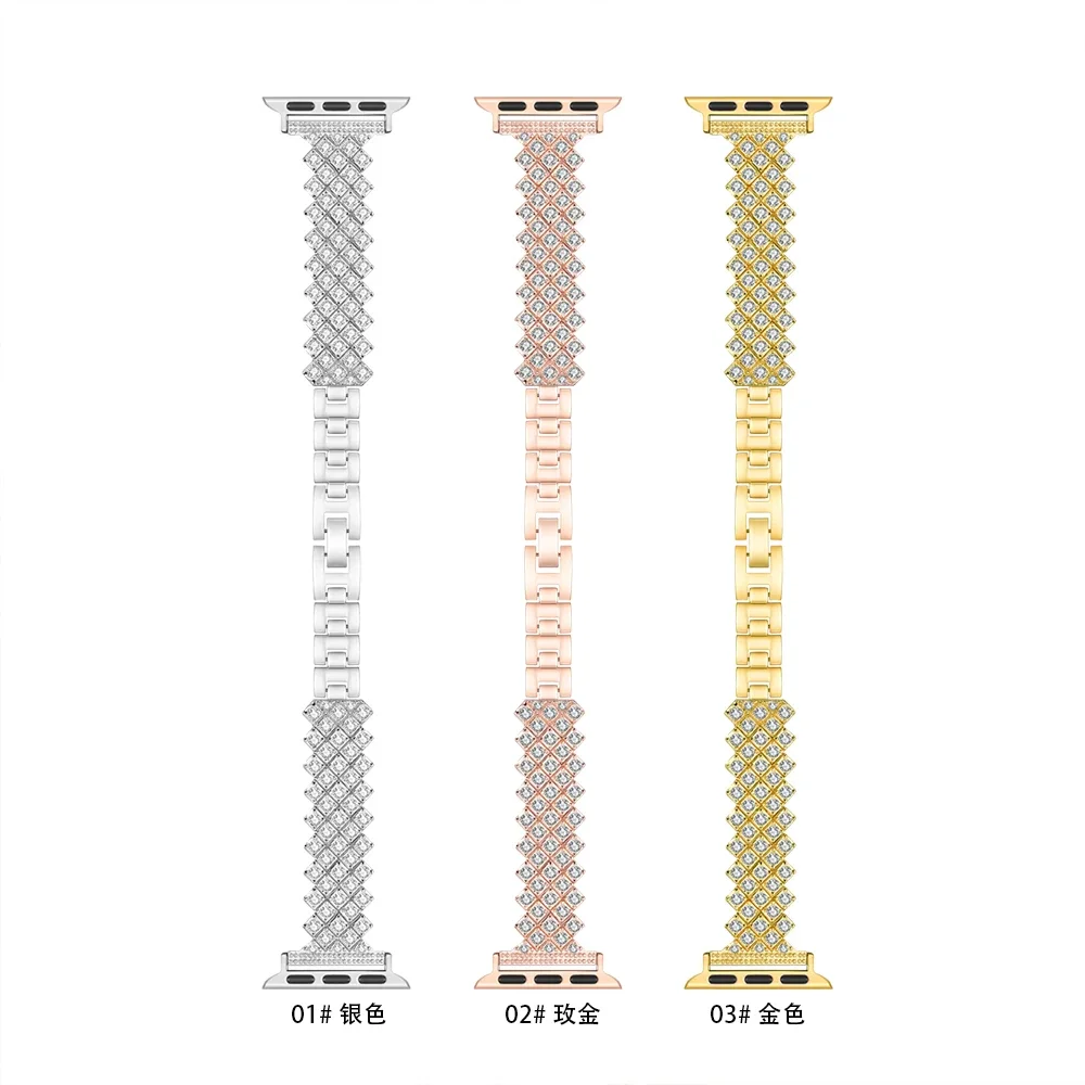 Metal+Diamond Strap for Apple Watch 9 8 7 45mm 41mm Luxury Women Replacement Bracelet for iWatch 6 5 4 3 SE 44mm 42mm 40mm 38mm