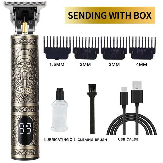 Electric Hair Clipper With LCD Display Oil Head Hair Cutting Machine Hair Beard Trimmer Rechargeable USB Shaver For Men Father 6