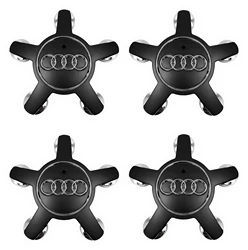 Set of 4 Five Claws Car Wheel Center Hub Caps with Tire Rim Badge Covers - Audi (4pcs for black)