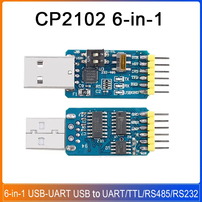 1/5/20 Stück CP2102 6-in-1 USB-UART Serielles Modul USB zu Seriell Multifunktions-CP2102 USB zu TTL485 RS232 Adapter für Arduino