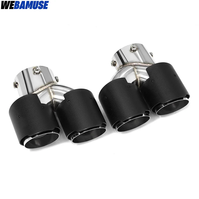Car Exhaust Pipe Carbon Fiber Four Exhaust Tip For BMW M340i G20 G21-Muffler Tailpipe System