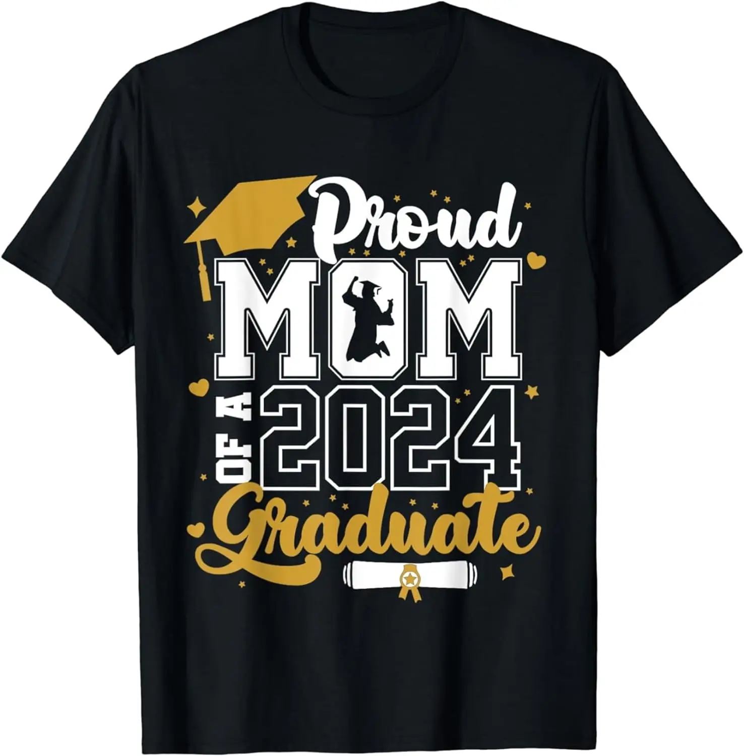 

Proud Mom of A Class of 2024 Graduate Funny Graduation Graphic Tee, Premium Polyester Breathable, Crew Neck Casual Tshirt