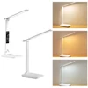LED Desk Lamp 3 Color Dimmable Office Table Lamp with Clock Date Temperature Reading Light for Student Dormitory Bedroom Reading 1