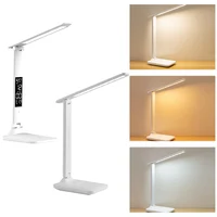 LED Desk Lamp 3 Color Dimmable Office Table Lamp with Clock Date Temperature Reading Light for Student Dormitory Bedroom Reading 1
