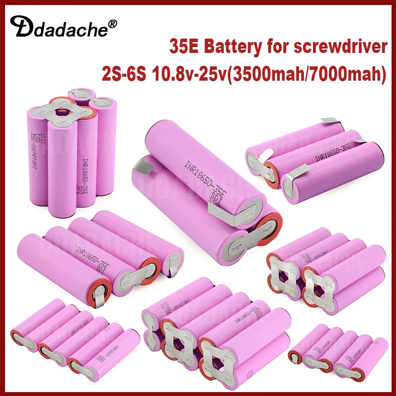 

20A 18650 35E 3500mAh 7000mAh 3S 4S 5S 6S 8S 7.4V 12.6V 14.8V 18V 25.2V 29.6V For Screwdriver batteries weld battery pack