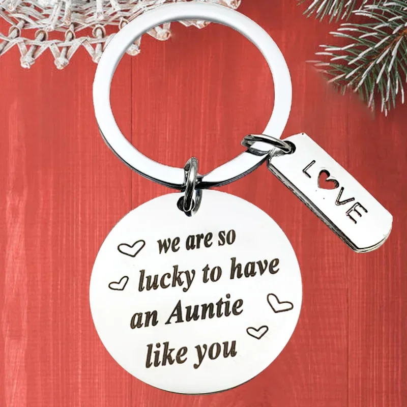 

Metal Aunt Keychain pendant Auntie Birthday Christmas Gifts key chains Keyrings We are So Lucky to Have an Auntie Like You