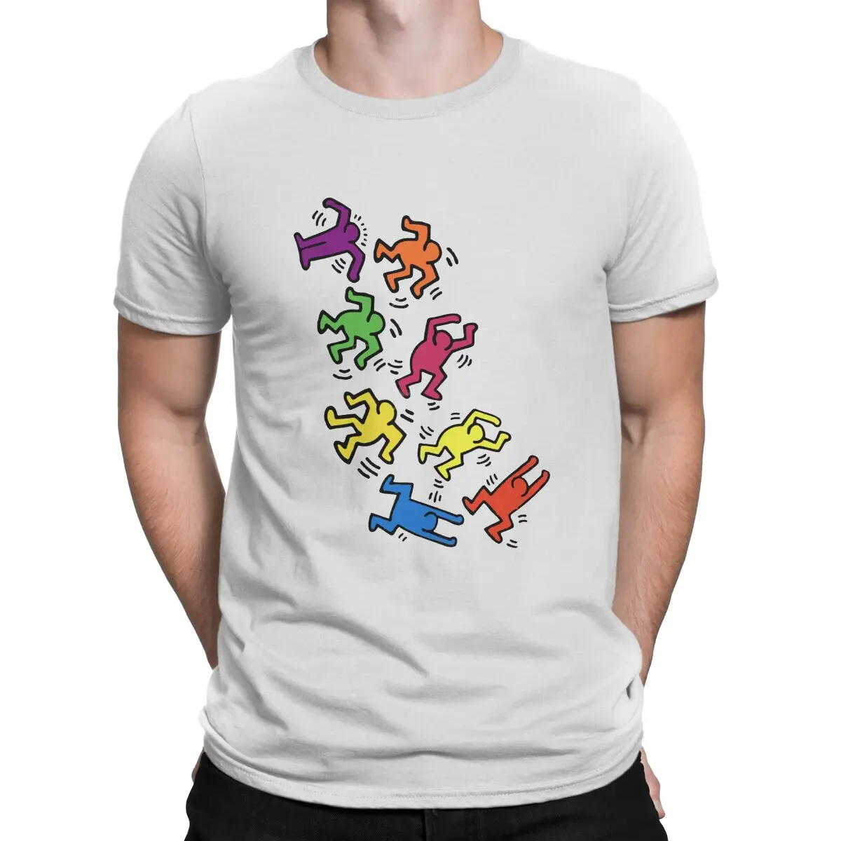Haring Dance Man Cartoon T-Shirt - 100% Cotton, Short Sleeve, O Neck, Humor Design