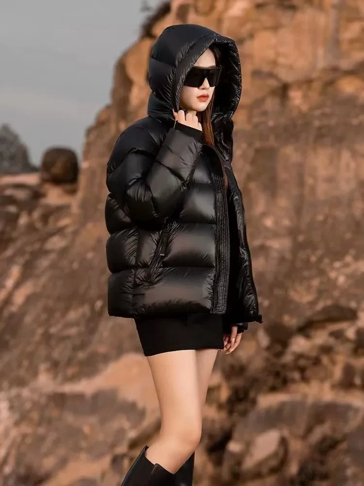 Casual Down Coats Women Korean Fashion Vintage Classical Padded Jacket Female Autumn Winter Tweed Long Sleeve Warm Solid Parkas