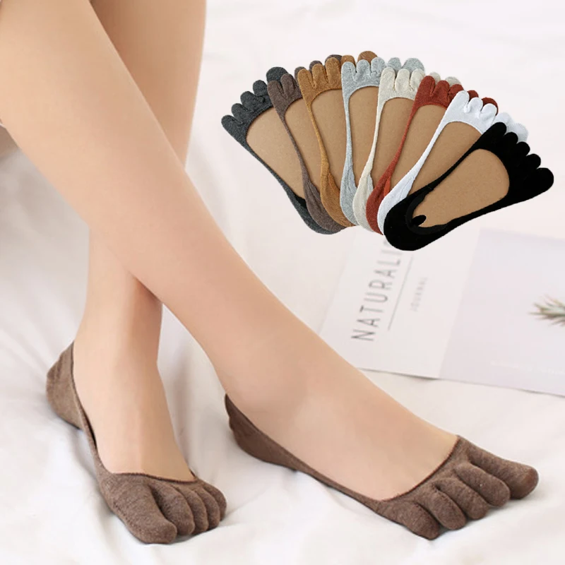

Women Five Toe Socks Summer Socks Slippers Fashion Short Socks Women's and Female 5 Finger Breathable Cotton Boat Socks