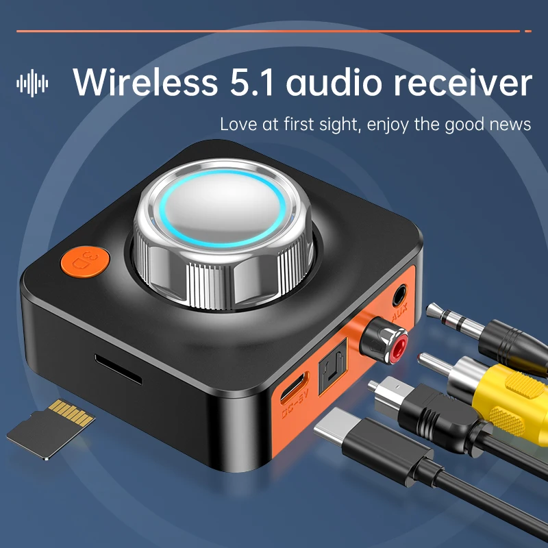 

New Bluetooth 5.1 Audio Receiver Fiber Optic Play TF Card Play RCA 3.5 AUX Coaxial Play Stereo Music Bluetooth Receiver