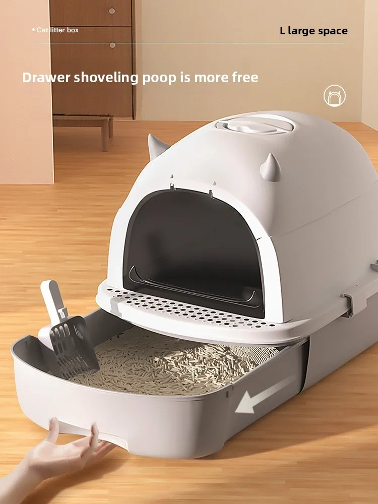 Large Size  Litter Box Semi-Closed Der pe Odor Control  Toilet for Kittens Home Daily Use Activated Carbon Filter