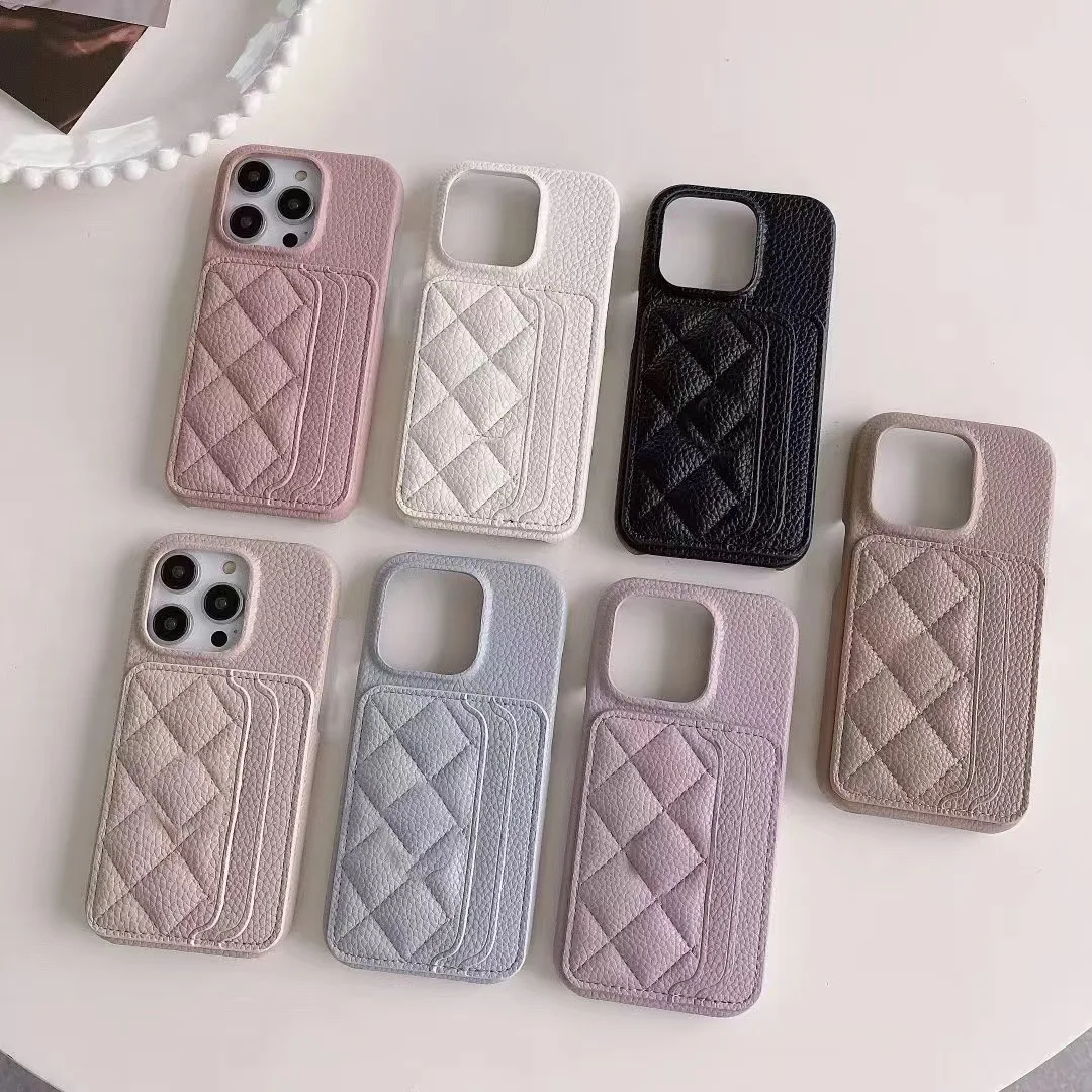 Luxury Elegant 3D Diamond Grid Leather Dual Card Slot Wallet Case & Phone Cover