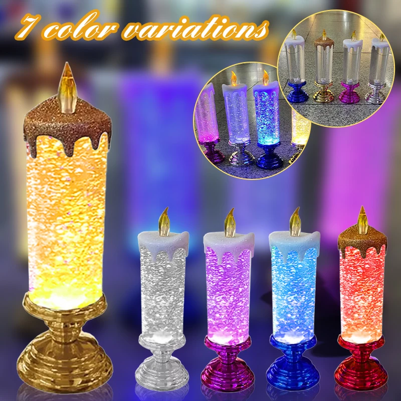 Christmas Colorful Dream Crystal Light Led Glitter Flameless Candle Romantic Home Decor Fantasy Night Lights - Led Electronic Candle AliExpress