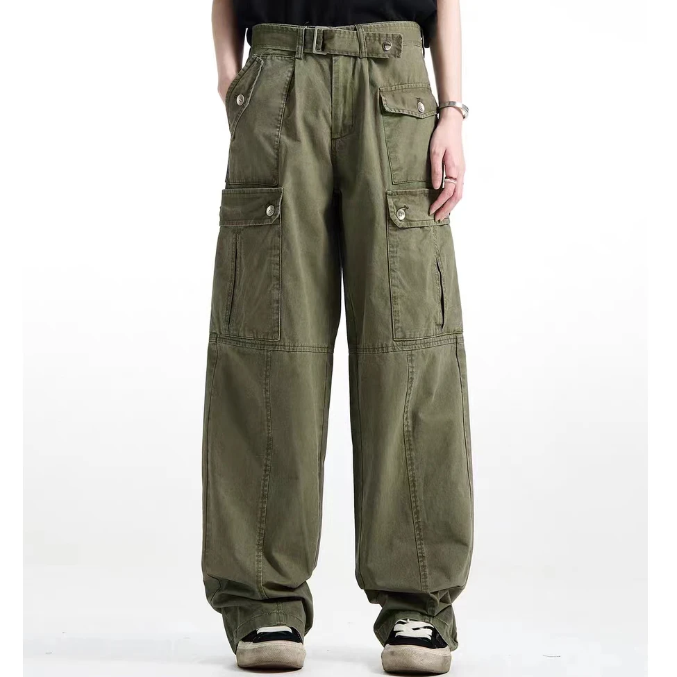 

Harajuku Y2K Multi-pockets Wide Leg Straight Cargo Pants Unisex High Street Vibe Style Baggy Casual Trousers Oversized