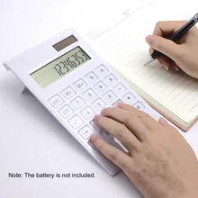 

Desktop Calculator, Ultra-thin 12 Bit Display, Solar & Amp; Battery Dual Power Crystal Button Basic Office Supplies