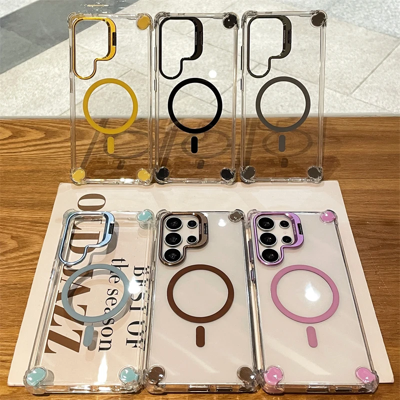 Clear Camera Lens Stand Phone Case with Magnetic Feature