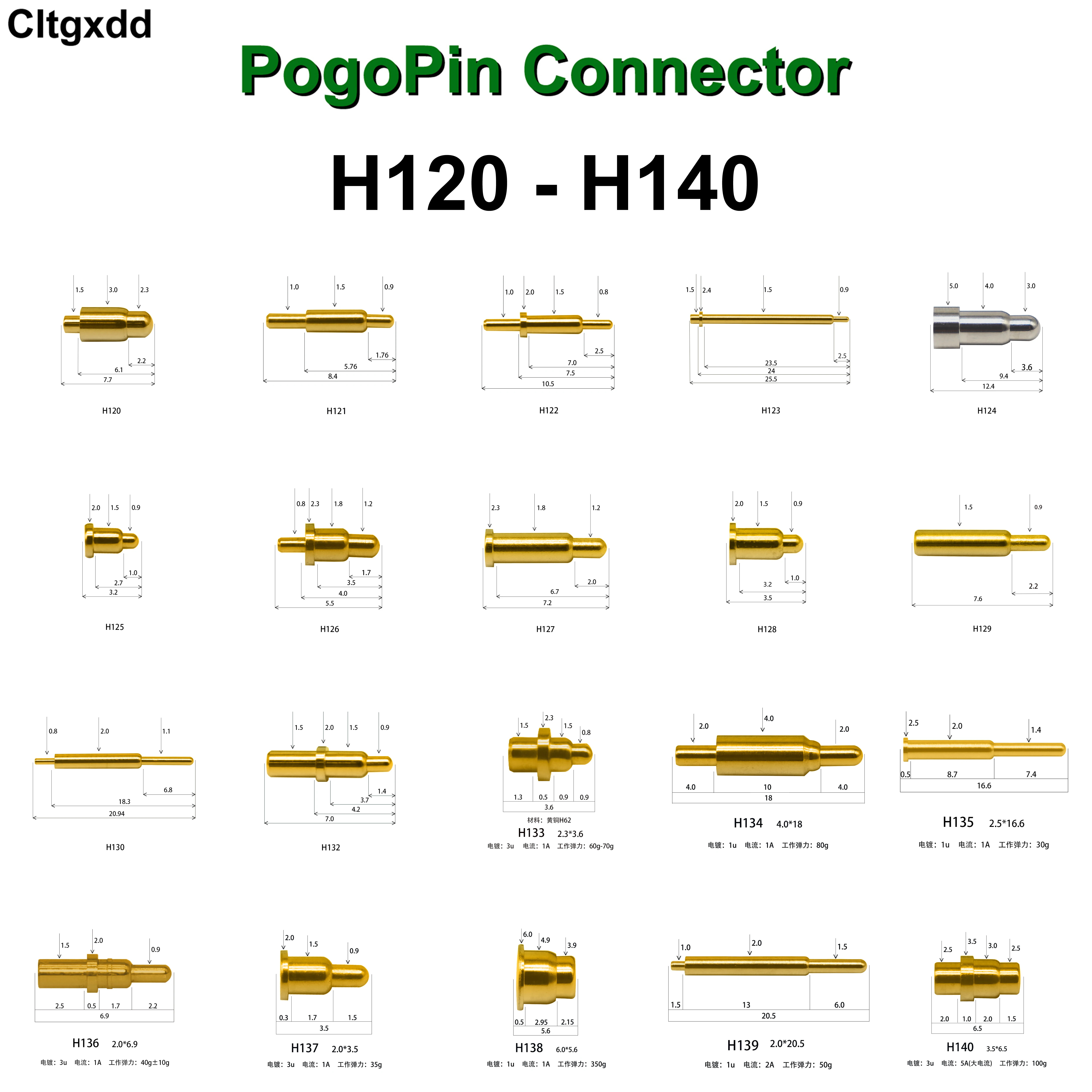 5 Pz H120-H140 Molla Pogo Pin Pogo Pin Connettore Diametro 3.0 1.5 4.0 1.8 2.0 / 7.7 8.4 10.5 25.5 12.4 3.2 5.5 7.2 3.5 7.6 7.0