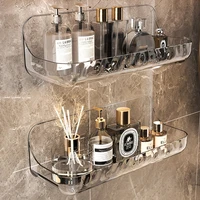 Household Acrylic Bathroom Shelf, Bathroom, Toilet, Perforation-Free Wall Hanging Washstand, Cosmetics Storage Shelf On The Wall 1