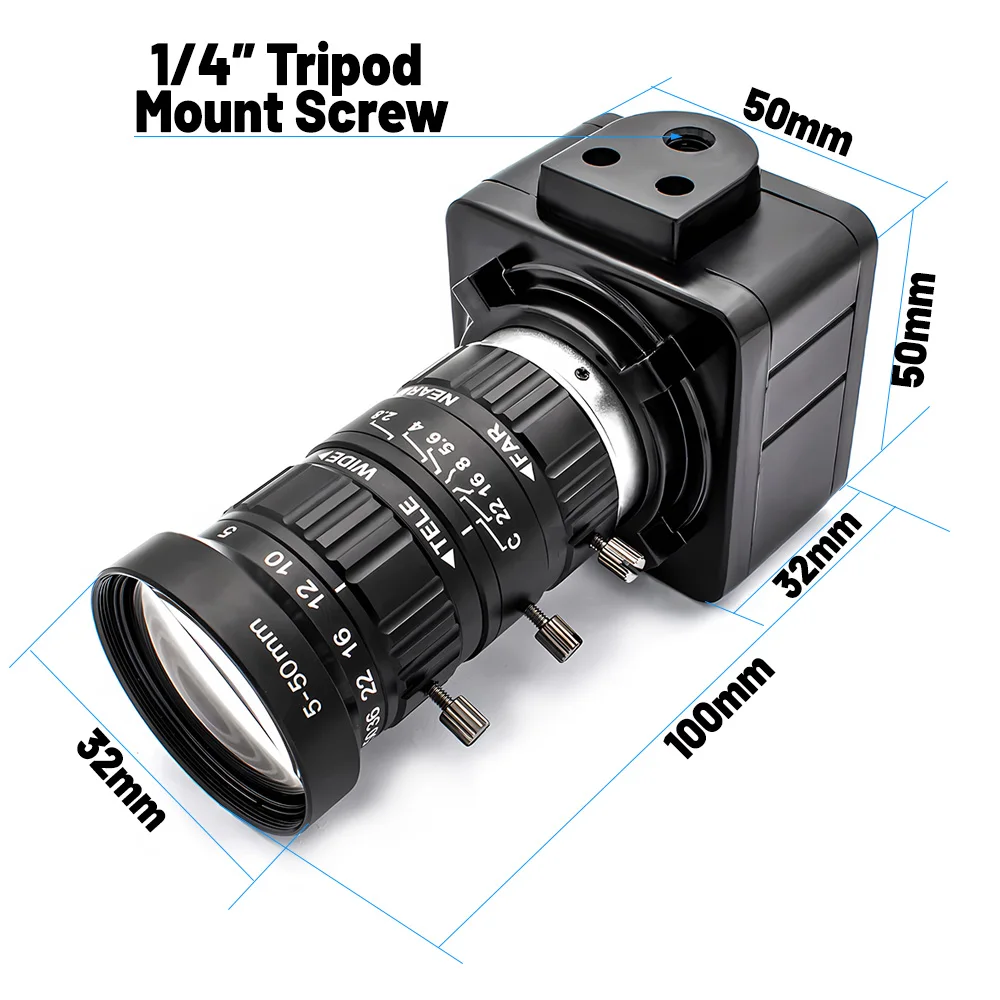 IMX577 12MP USB Camera 1080P 120FPS Industrial Metal Box With 5-50mm High Qualit