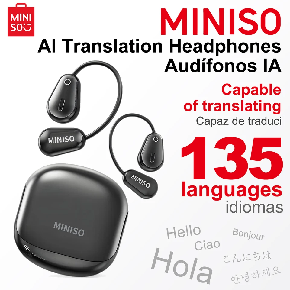 Auricolari MINISO Con Traduzione AI In 135 Lingue – Bluetooth HiFi, 60 Ore Di Autonomia Per Viaggio E Lavoro