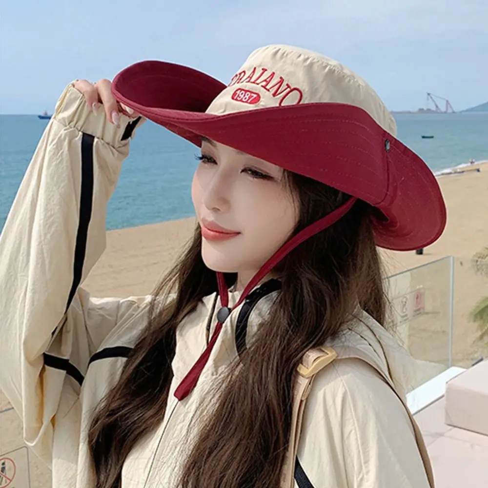 남녀공용 자외선 차단 버킷 햇, 통기성 넓은 챙, 파나마 모자, 여행 야외 해변 모자, 여름