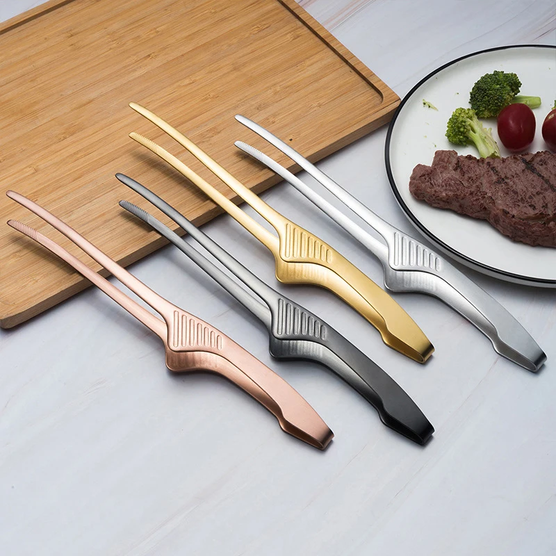 

Stainless Steel Food Pliers Barbecue Long BBQ Tongs Anti-slip Self-standing Straight Tweezers Clip Cooking Accessories