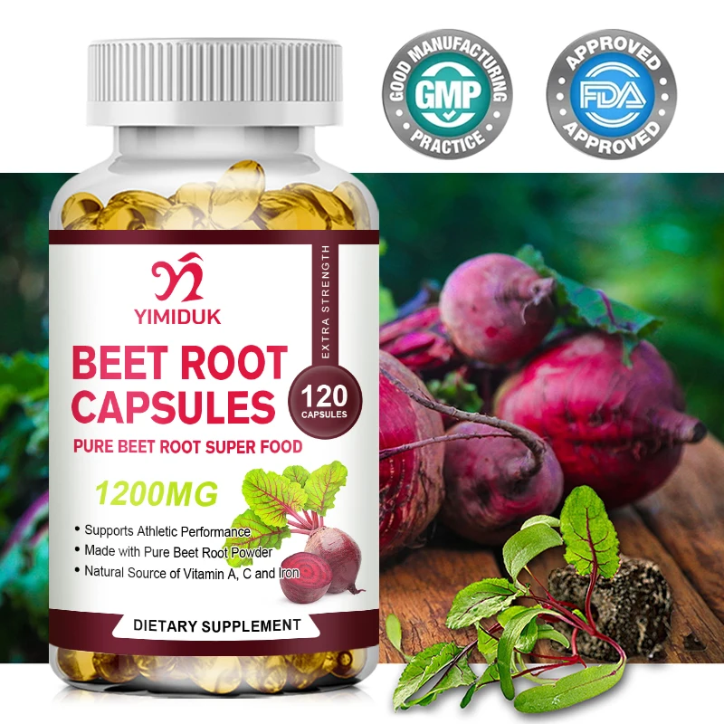 

Beet Root Extract 1200Mg Capsules - Supports Heart Health, Circulation, Immune System and Digestive System