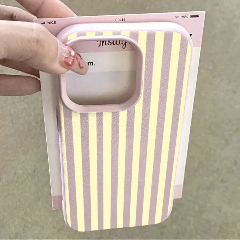 Fashionable Yellow Striped Soft Minimalist Shockproof Matte Silicone Phone Case