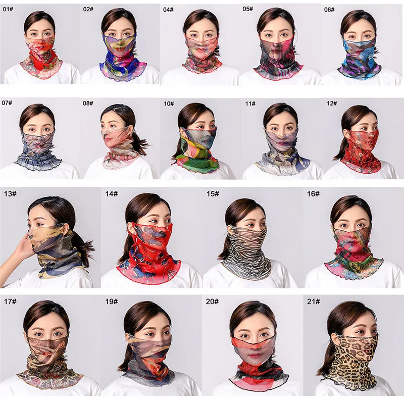 21 Colors mouth mask Face Mask scarf Sun Protection Mask Outdoor Riding Masks Protective Silk Mouth Handkerchief