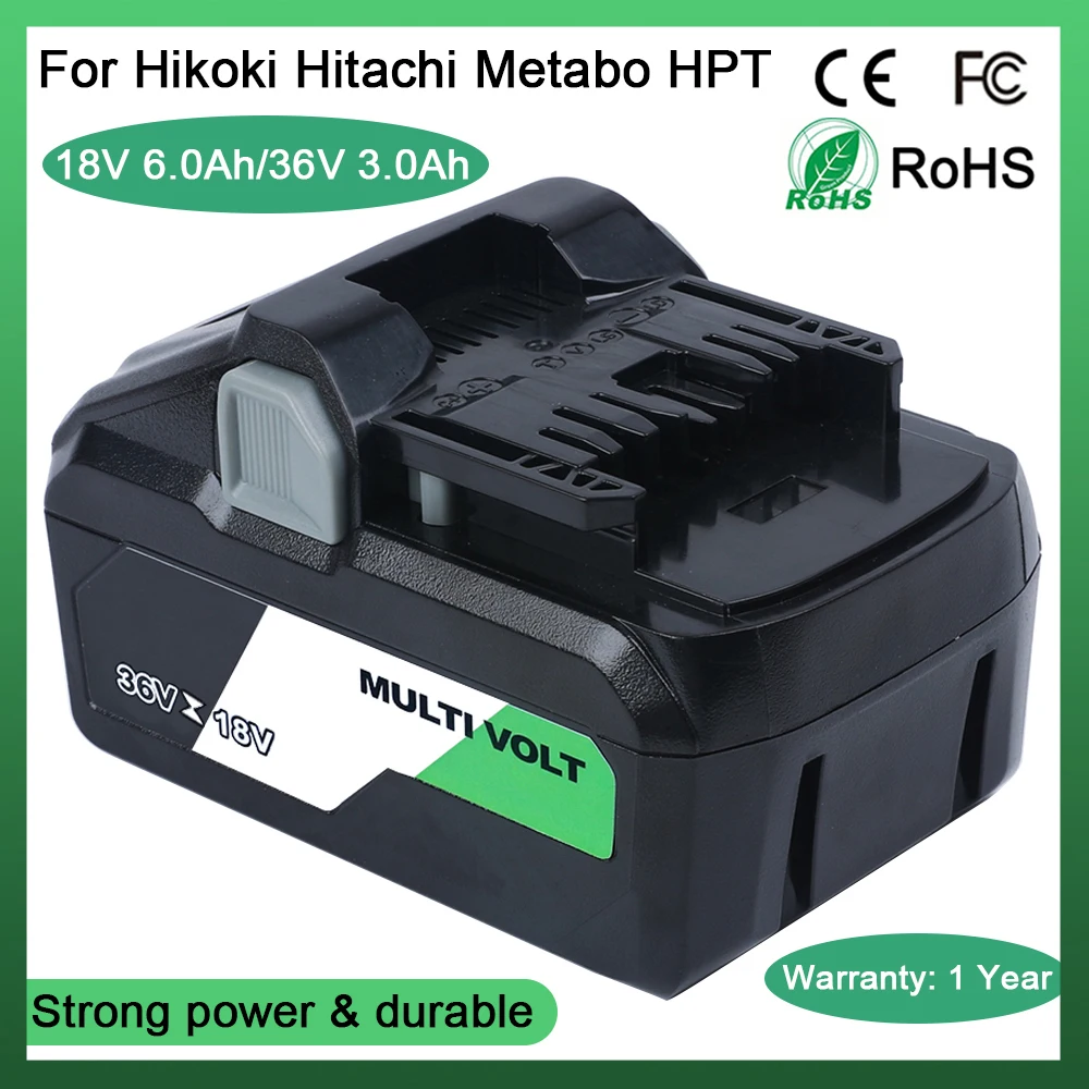 Sostituzione Agli Ioni Di Litio 18V/36V Bsl36A18 Bsl36B18 Multivolt 3.0Ah/6.0Ah Per Strumenti Cordless Hikoki Hitachi Metabo Hpt 18V 36V