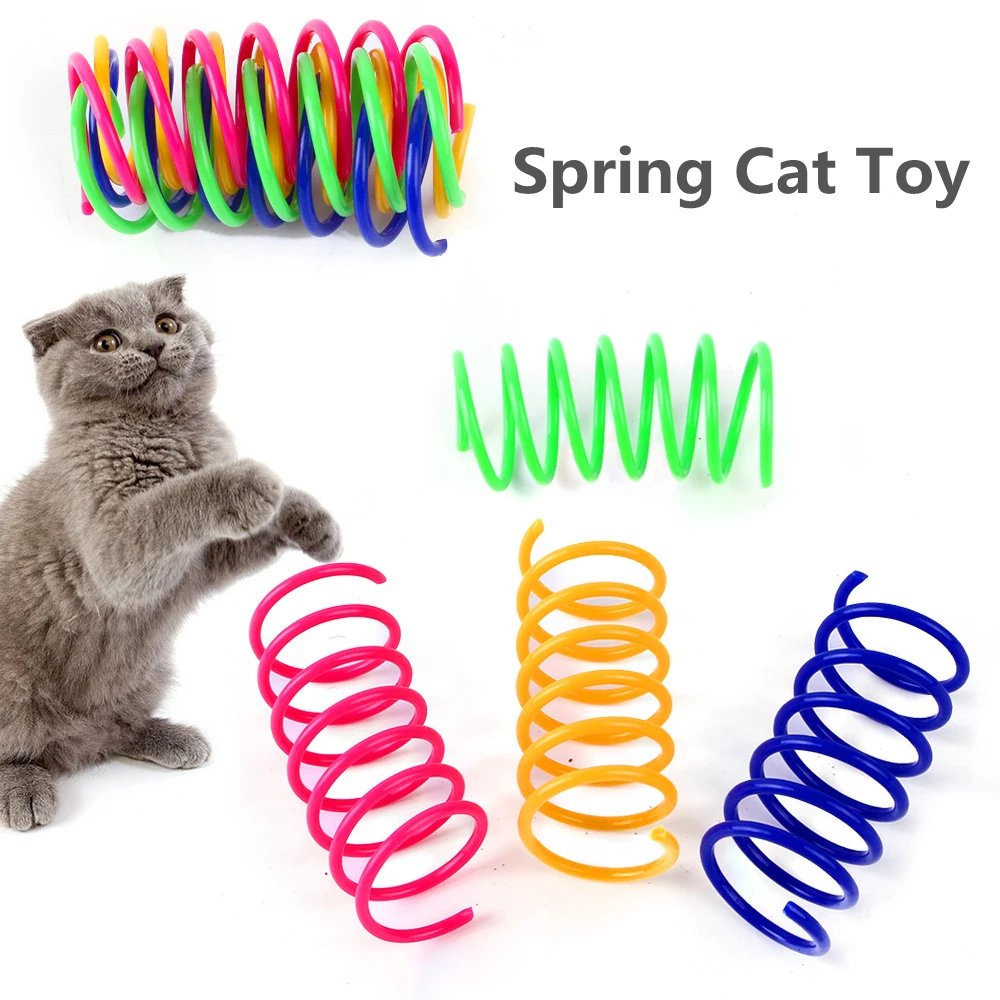 Colorful Springs Toy Cat Plastic Spring Cat Toy Cat Spiral Spring