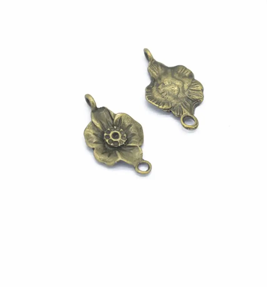 70pcs Charms Double hanging flower connector Pendant Bright Zinc Alloy Fit Bracelet Necklace DIY Metal Jewelry 22*12mm F0335