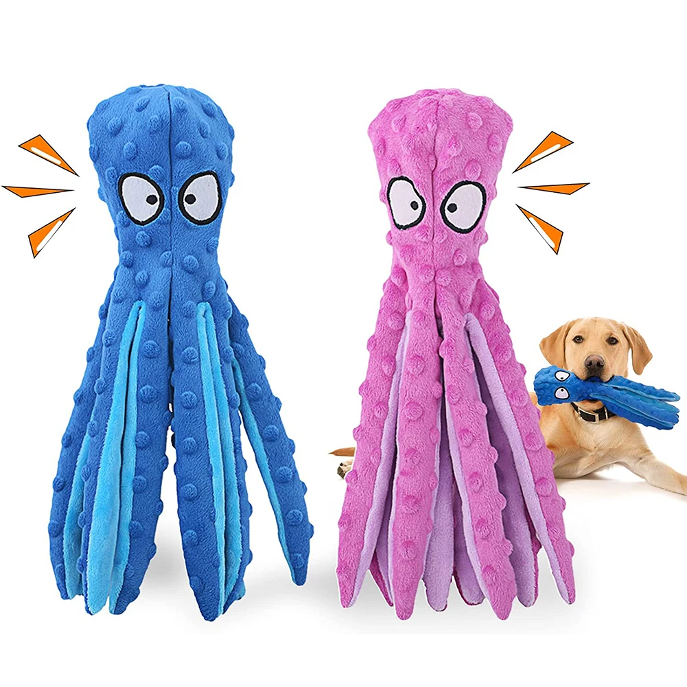 

2Pcs Squeaky Dog Toys Octopus No Stuffing Crinkle Plush Dog Chew Toy for Puppy Pet Training Durable Interactive for Puppies Toys