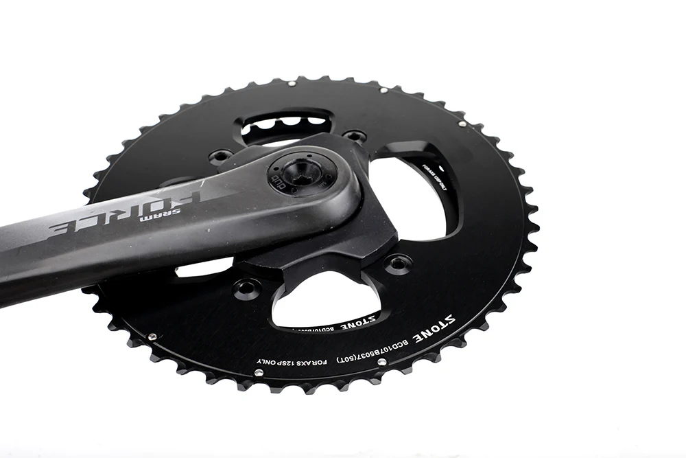 STONE Doppelkettenblatt BCD 107 mm 4 Schrauben 48T 33T 50T 37T 46T für FORCE ETAP AXS Leistungsmesser 12-Gang-Flattop-Kettenkurbelring – Detail 8
