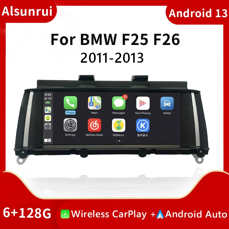 

Wireless Carplay Android 12 Car Radio For BMW X3 F25 for BMW X4 F26 Multimedia Audio Stereo Screen Head unit GPS Navigation Wifi
