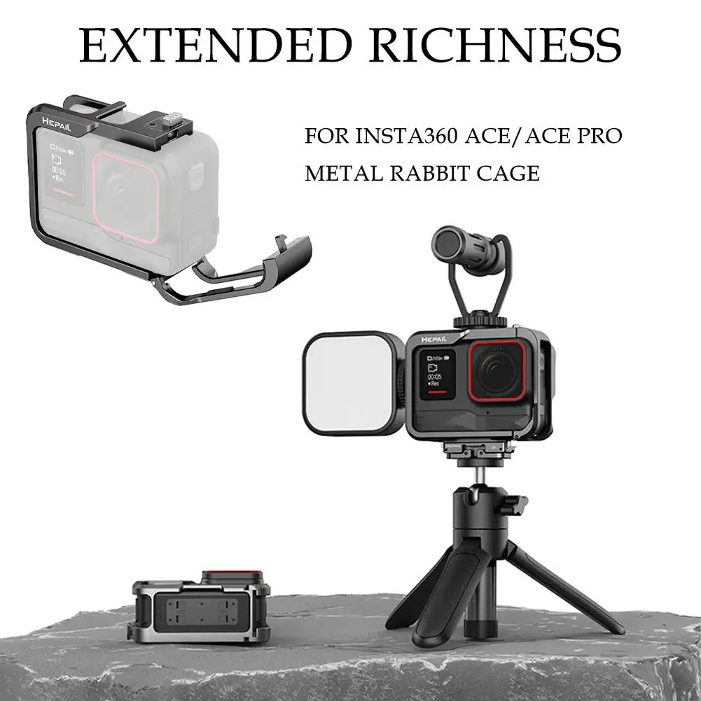 액션 카메라 알루미늄 합금 보호 케이스 프레임 케이지 및 퀵릴리즈 케이스 마운트 어댑터, Insta360 Ace / Insta360 Ace Pro용