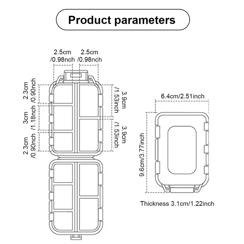 10 Compartments Travel Pill Organizer Pocket Portable Pill Storage Box Case Daily Pill Container or Purse Fish Oil Medicine