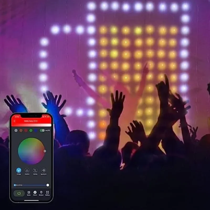 

400LEDs Curtain Lights RGB String Light LED Smart Bluetooth App DIY Picture Text Led Display RGB Fairy Light for Room Decor