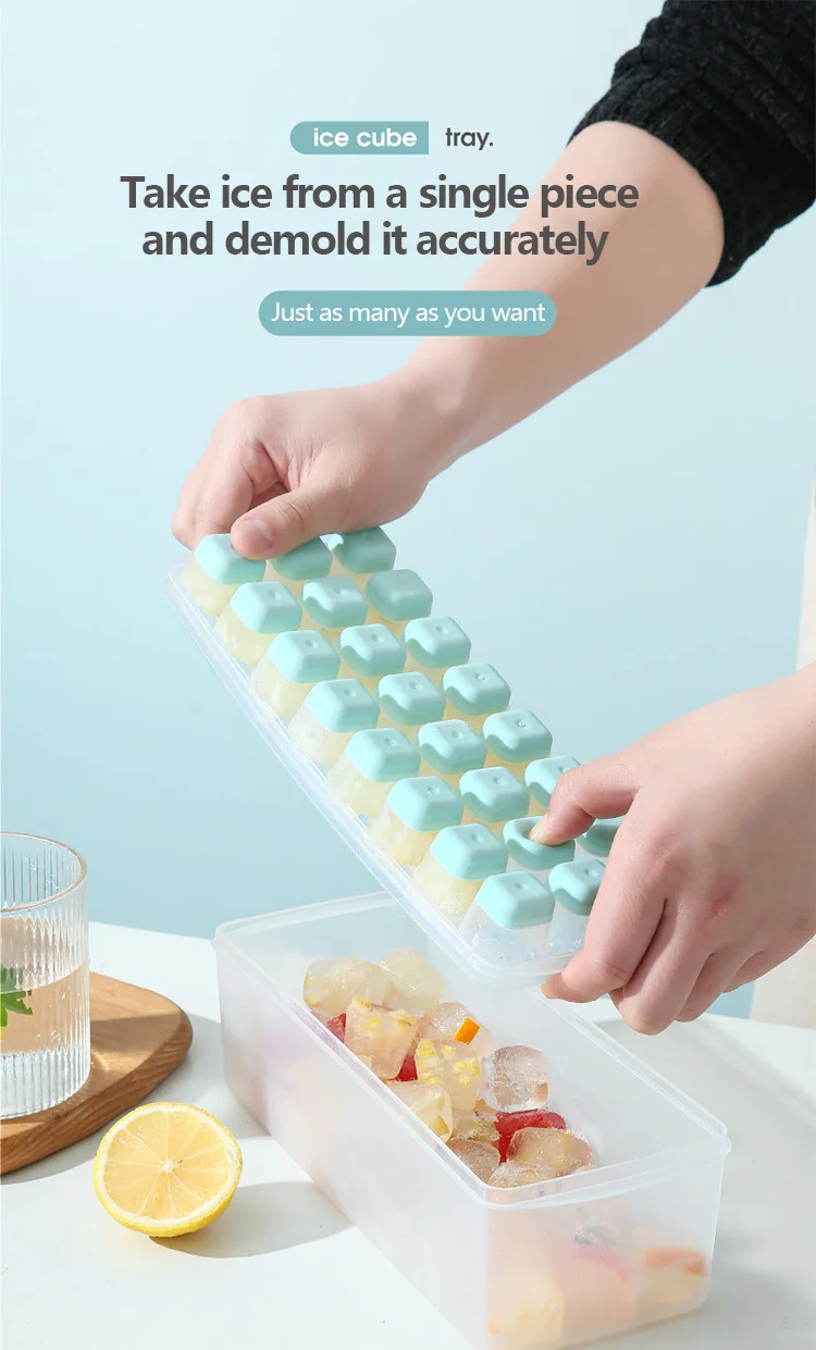 Get your cool on with our silicone ice cube mold – comes with storage box – food-grade and reusable – perfect for making ice cubes in kitchen